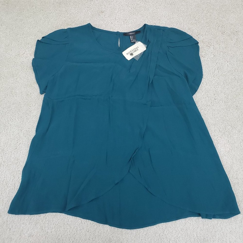 Dark green ruffle sleeves blouse